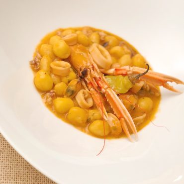 Dombrés aux fruits de mer, langoustines et calamars